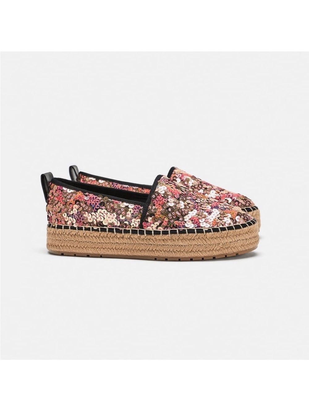 Zara Pink Multi Sequin Espadrille Slip-Ons